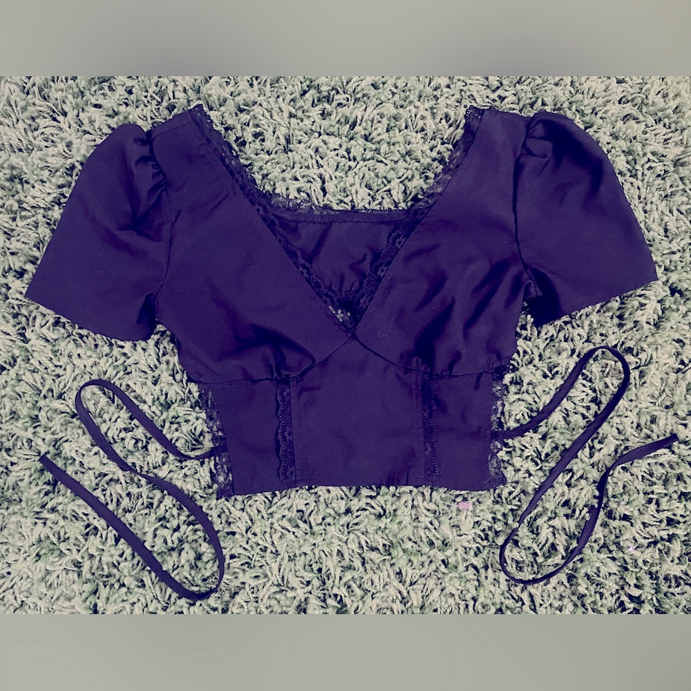 Black Lace Backless Crop Top